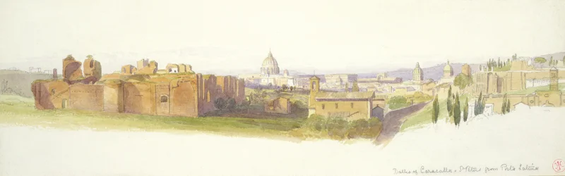 Los Baños de Caracalla y San Pedro desde Porta Latina, Roma